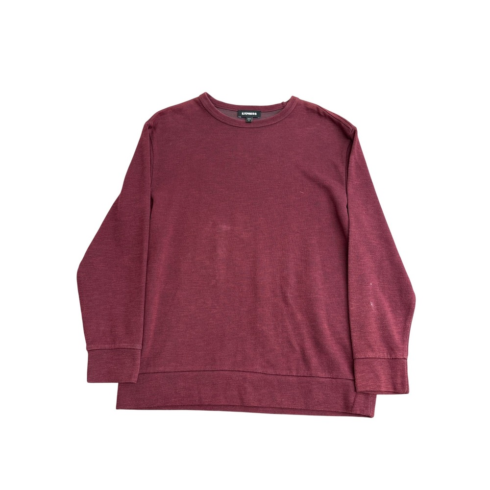 Express Mens Burgundy Heathered Crewneck Sweatshirt Medium Cotton Blend 0057